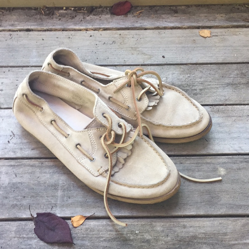 Anthropologie boutique 9 cream suede loafers